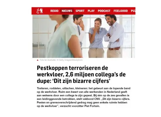 Pesten op het werk cijfers persbericht Gelderlander 2024